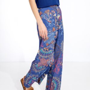 ivko pantalon in een lotus motief blauw