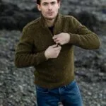 Fisherman half zip olijfgroen