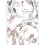 R2 Amsterdam overhemd met botanische print in bruin van tencell