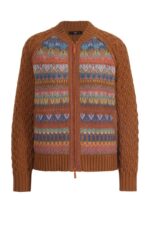 Ivko bombervest met etnisch motief in warme bruintinten – voorkant, Sjosz Mode Zutphen