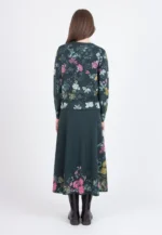 IVKO Furnishing Florals vest Forest – achterkant met gebreid bloemenpatroon op donkergroene basis, Sjosz Mode Zutphen