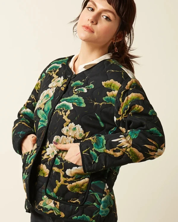 King Louie jasje Neve Black – bloemmotief – stijlvolle look, Sjosz Mode Zutphen