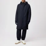 Drykorn Naukano herenjas in donkerblauw wolmix met capuchon, minimalistisch design verkrijgbaar bij Sjosz Mode Zutphen