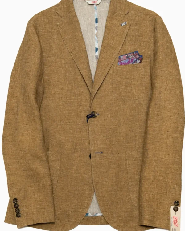 Bob linnen colbert voorzijde Mosterd