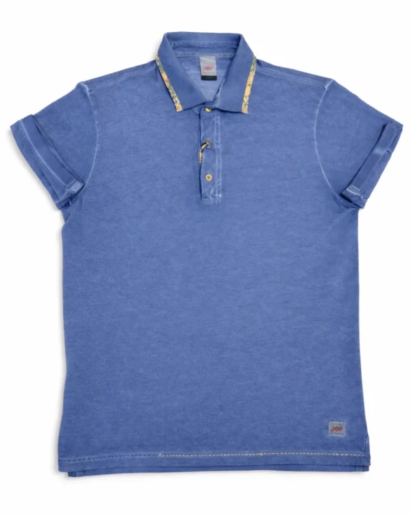 Bob polo Ricamata blauw voorzijde