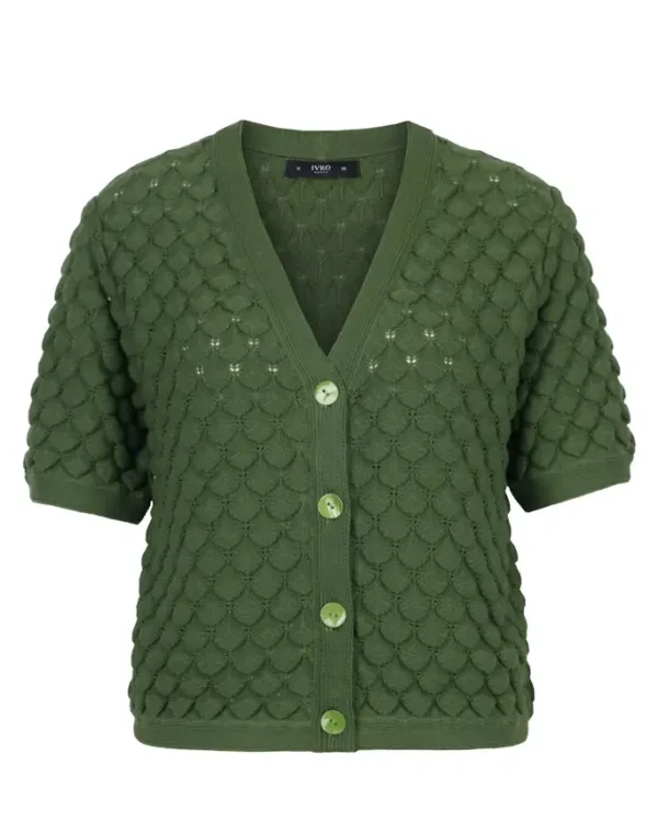 Ivko Woman cardigan met structuurpatroon in groen, fijngebreid en zomers