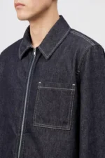 Drykorn Jerson denim jacket in donkerblauw met ritssluiting – voorkant