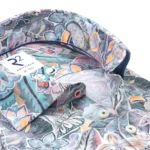 R2 overhemd bloemenmotief 100% katoen modern fit – detail kraag en print