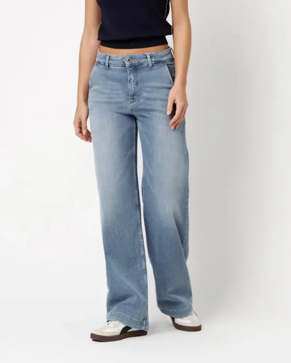 Rosner Audrey Wide Leg 322 damesjeans in lichtblauw denim met rechte pasvorm en comfortabele taille