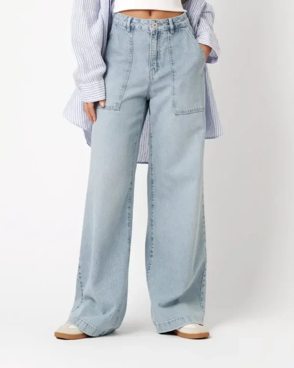 Rosner Mara Worker damesjeans lichtblauw denim, worker stijl met comfortabele pasvorm