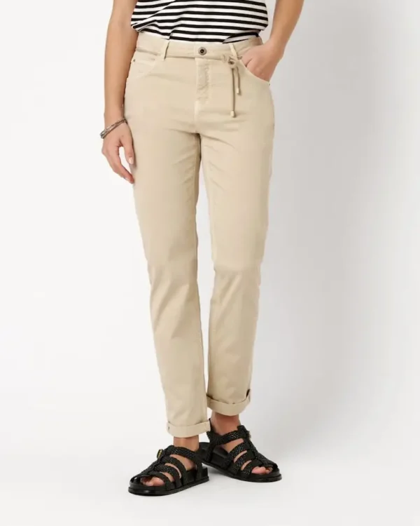 Rosner Masha Girlfriend broek in beige katoenmix met comfortabele pasvorm
