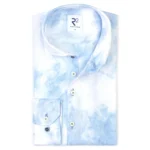 R2 Amsterdam lichtblauw tie dye overhemd heren linnen
