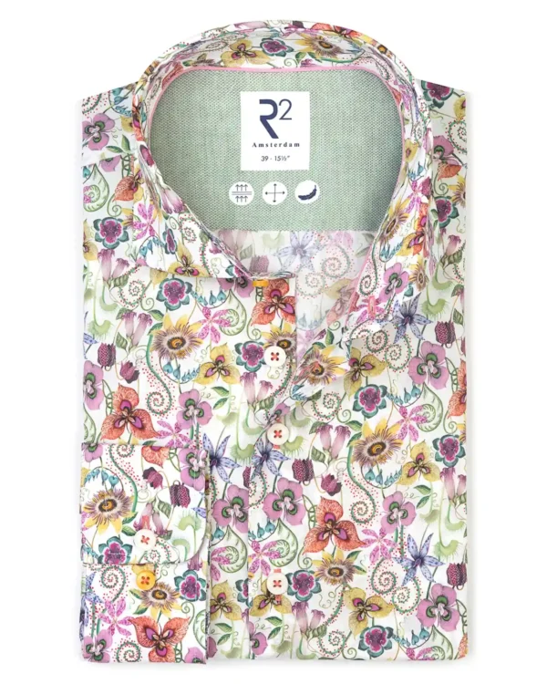 R2 overhemd bloemenprint 087 voorkant
