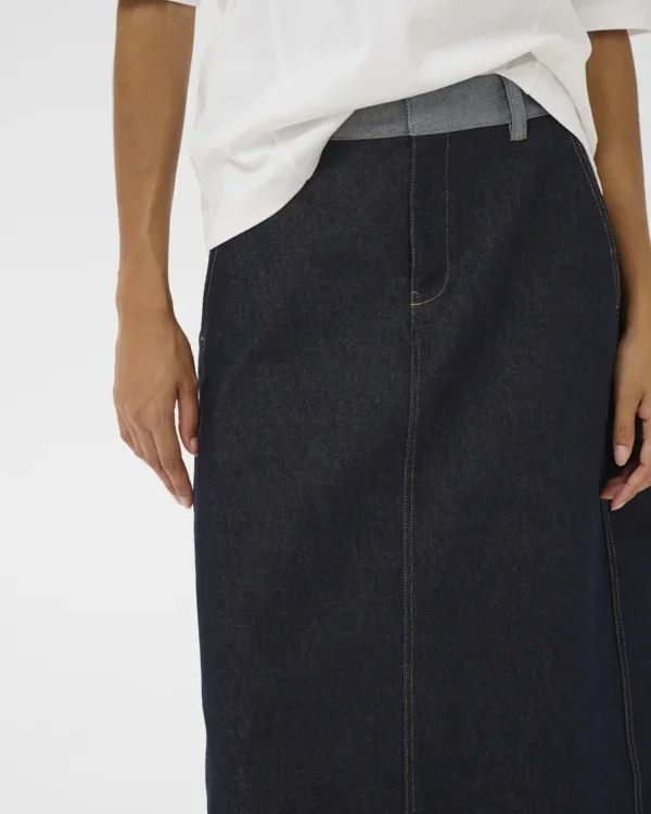 InWear Deirdra denim rok donkerblauw voorzijde