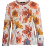 Ivko Jacquard vest met floral pattern in warme tinten rood, oker en blauw