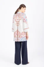 Ivko lang jacquard vest met oosters geïnspireerde print dames achterkant