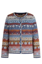 Ivko cardigan Mediterranean patroon multicolor blauw en roest.