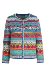 Ivko cardigan Mediterranean multicolor met turquoise, rood en blauw ornamentprint