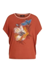 Ivko T-shirt Floral Pattern in roest met grote grafische bloemenprint