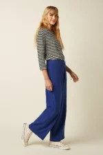 King Louie Frederica pants Marple in blauw, elegante wide leg broek