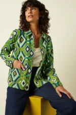 King Louie Jacket Caditz met grafische print in groen- en blauwtinten
