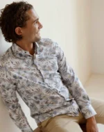 R2 Amsterdam overhemd beige tropische bladeren print heren