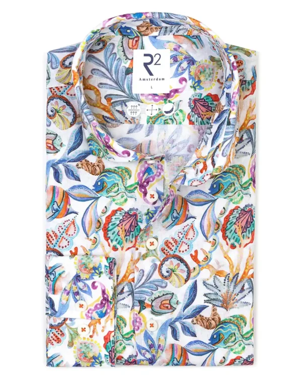 R2 Amsterdam overhemd multicolor paisley print heren