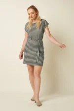 King Louie Aria tuniek met fijne streepprint en ceintuur