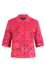 Ivko roze jacquard jacket met subtiele bloemenprint detail