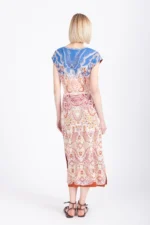 Ivko midi jurk ornament patroon multicolor achterkant