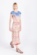 Ivko midi jurk ornament patroon multicolor model zijkant