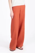 Ivko linnen broek terracotta wide leg detail