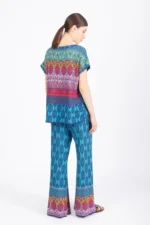 Ivko jacquard pullover inktblauwe multicolor met grafisch patroon achterkant