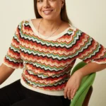 King Louie Ivy top Le Roy multicolor zigzag top met ronde hals