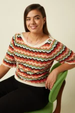 King Louie Ivy top Le Roy multicolor zigzag top met ronde hals