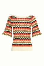 King Louie Ivy top Le Roy met kleurrijk zigzag patroon en korte mouwen