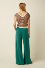 Achterkant van King Louie Peppa pants Timba groene wide leg broek