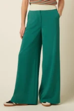 King Louie Peppa pants Timba in groen met hoge taille en wijde pijpen