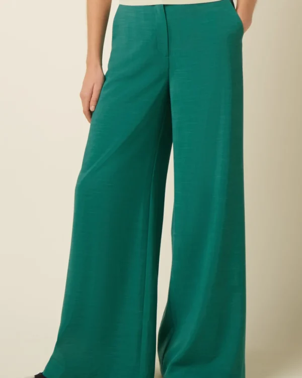 King Louie Peppa pants Timba in groen met hoge taille en wijde pijpen