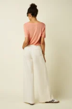 King Louie Peppa Pants Spring Denim ecru – damesbroek met wijde pijpen achterkant