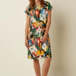 King Louie Manon Tropez jurk met korte mouwen en zomerse print