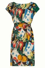 King Louie jurk Manon Tropez met kleurrijke zomerse print en ceintuur