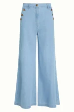 King Louie Pirla pants light denim met wijde pijpen