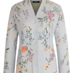 Ivko vest lichtblauw met subtiele bloemenprint dames