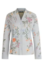 Ivko vest lichtblauw met subtiele bloemenprint dames