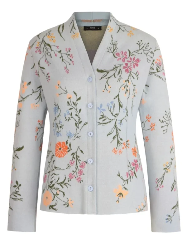Ivko vest lichtblauw met subtiele bloemenprint dames