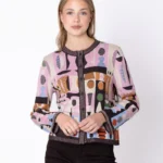 Ivko Cardigan Abstract Geometry van GOTS katoen dames voorkant