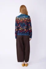 Ivko Cardigan blauw Trencar Pattern dames achterkant