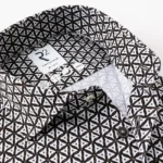 R2 Amsterdam single jersey herenoverhemd met donkerbruine print